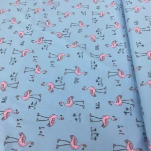Kék alapon flamingó rugalmas pamut