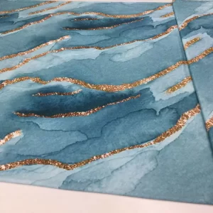 Türkiz alapon márvány minta rugalmas pamut
